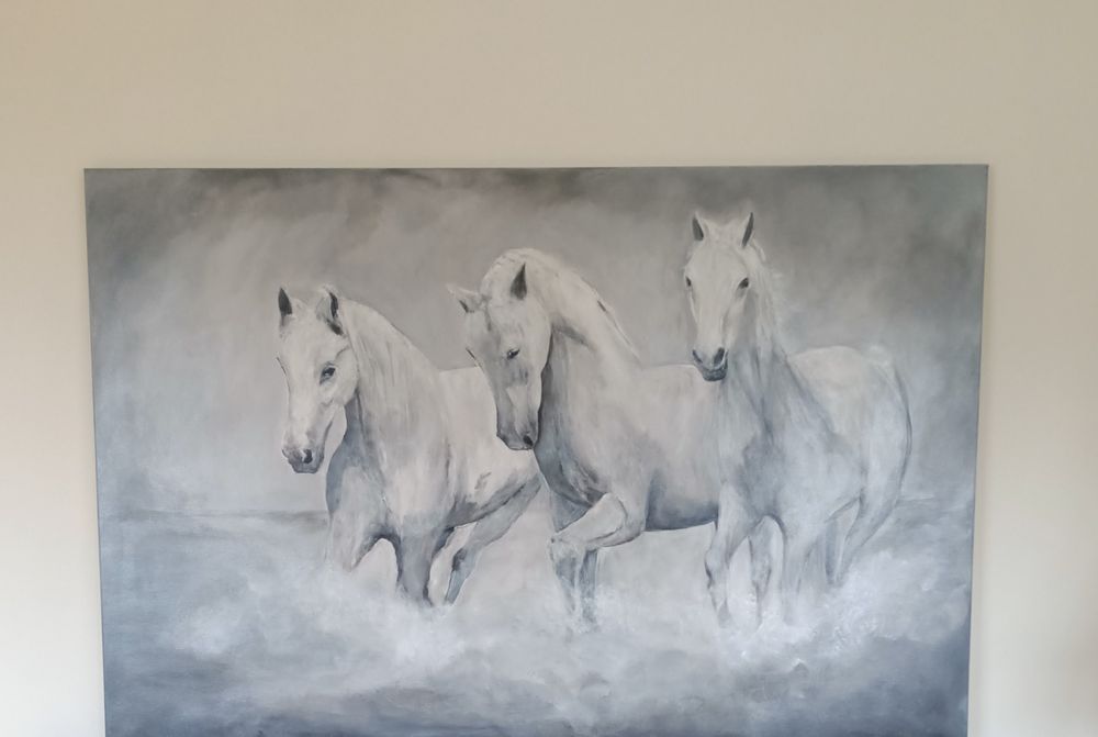 Konie malowane na płótnie praca ręczna