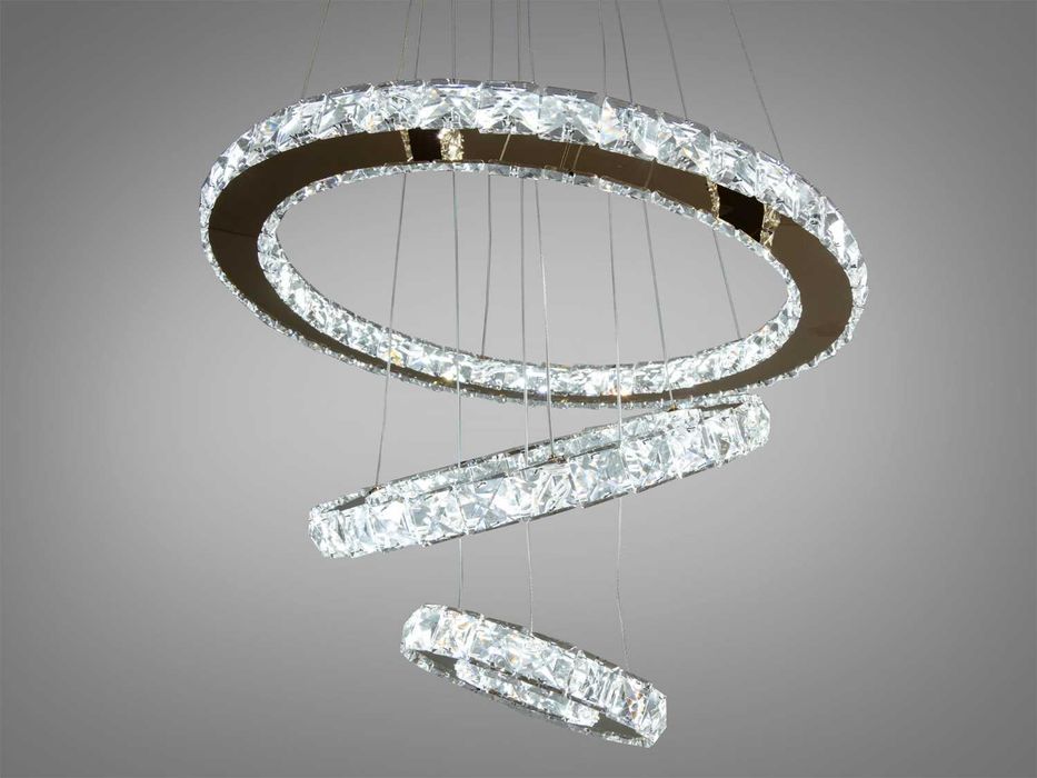 Стильна кришталева LED люстра на підвісах-тросах, 60W