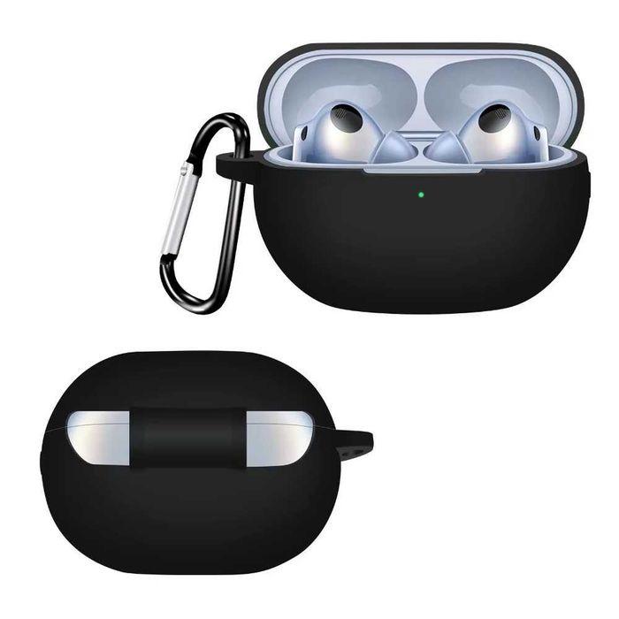 Чехол силиконовый на наушники Huawei Freebuds Pro 4 + карабин (black)