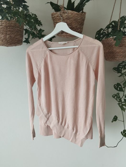 Bluzka dzianinowa, cienki sweter, basic, pudrowa, bawełna r.S Esprit