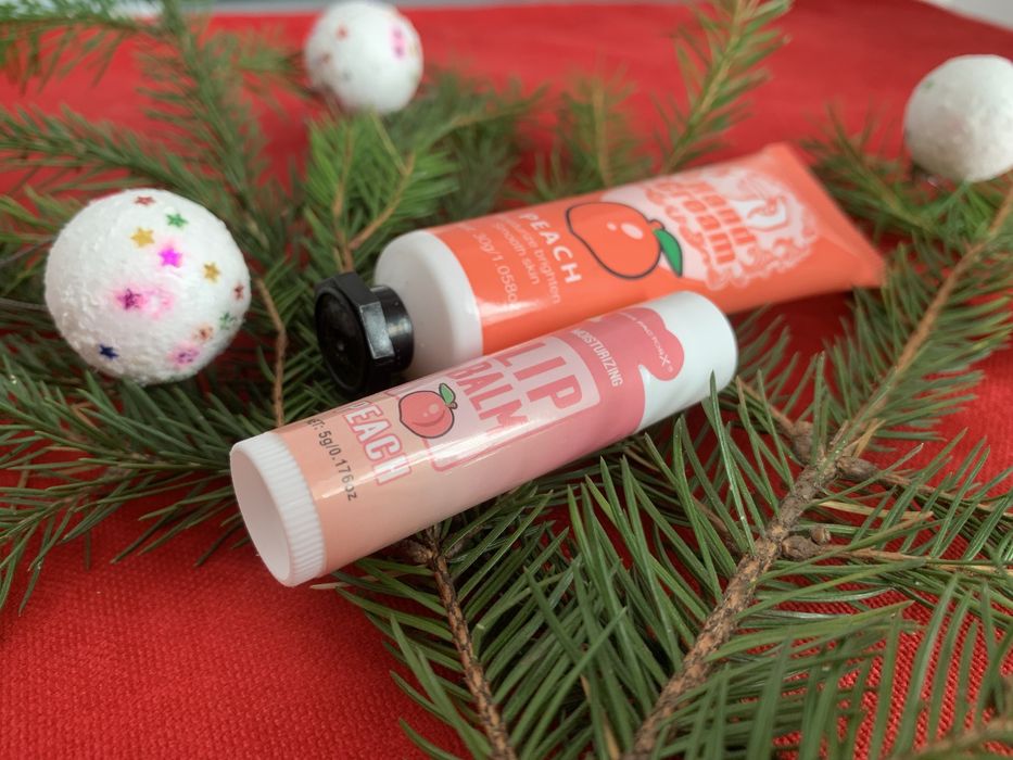 Новорічний подарунковий набір крем для рук + бальзам для губ
