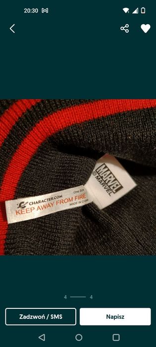 Czapka z pająkiem firmy Marvel