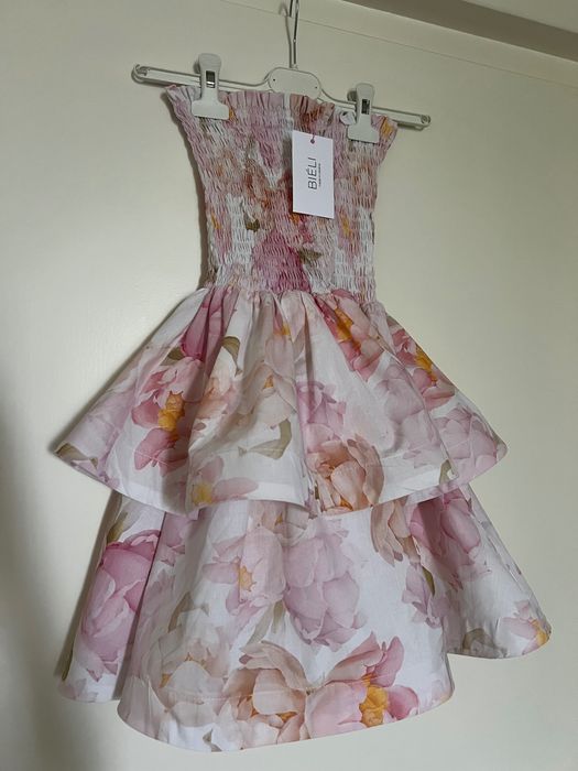 Сукня з подвійним низом в квітковий принт