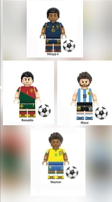 Klocki figurki piłkarze Ronaldo Messi Mbappe Neymar kompatybilne z Lego piłkarze