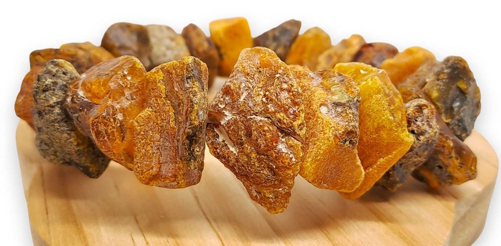 Bransoletka z bursztynu, BURSZTYN bałtycki surowy koniak cytryna #1484