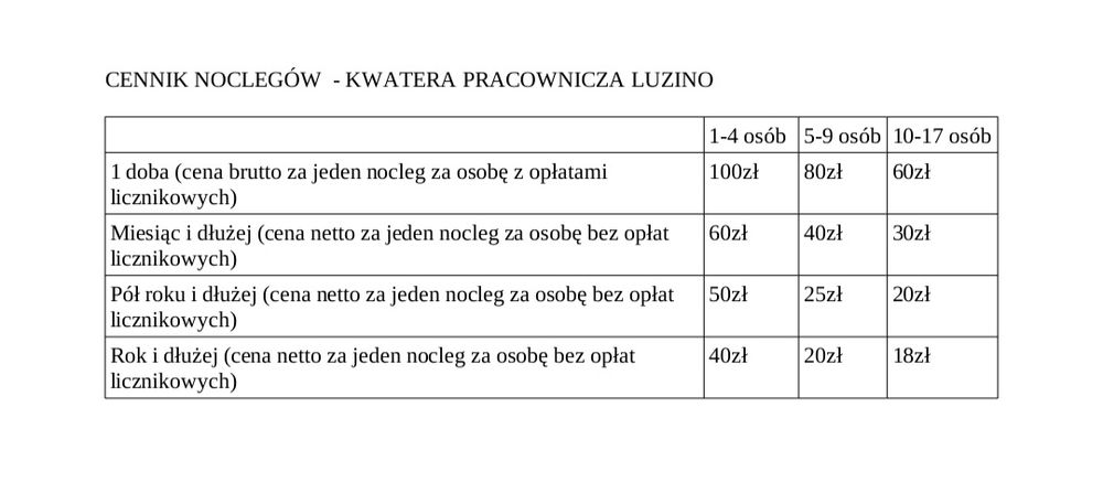 Kwatera dla pracowników