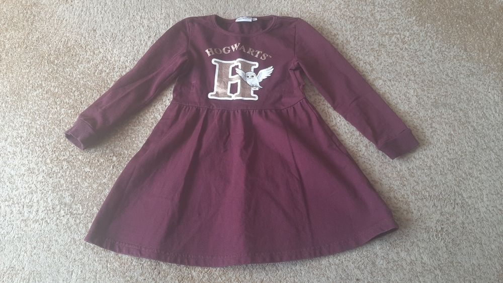 Sukienka dziewczęca długi rękaw bordowa krótka Harry Potter 116-122