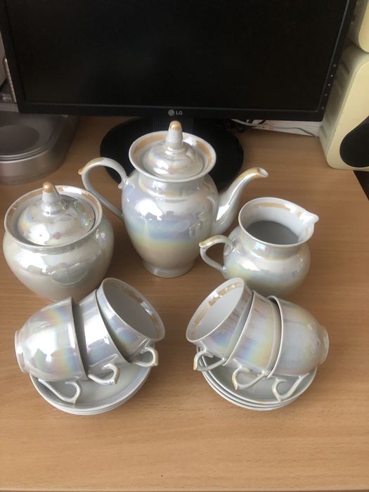 Кавовий перламутровий сервіз на 6 персон