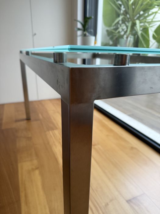 Secretaria Inox handmade tampo vidro fosco