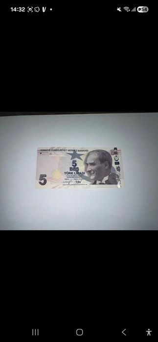 Nota de 5 Liras Turcas.