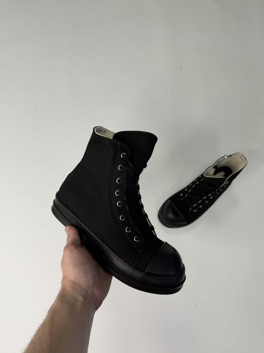 Rick owens ramones high drkshdw full black shoes кеди кросівки кроссовки чорні arhive opium 37 38 39 кеды рик овенс рамоны черные 44 43 42 41