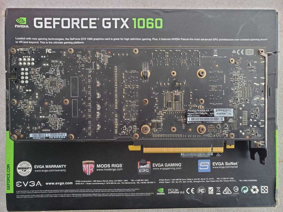 відіокарта  EVGA GTX1060 FTW+