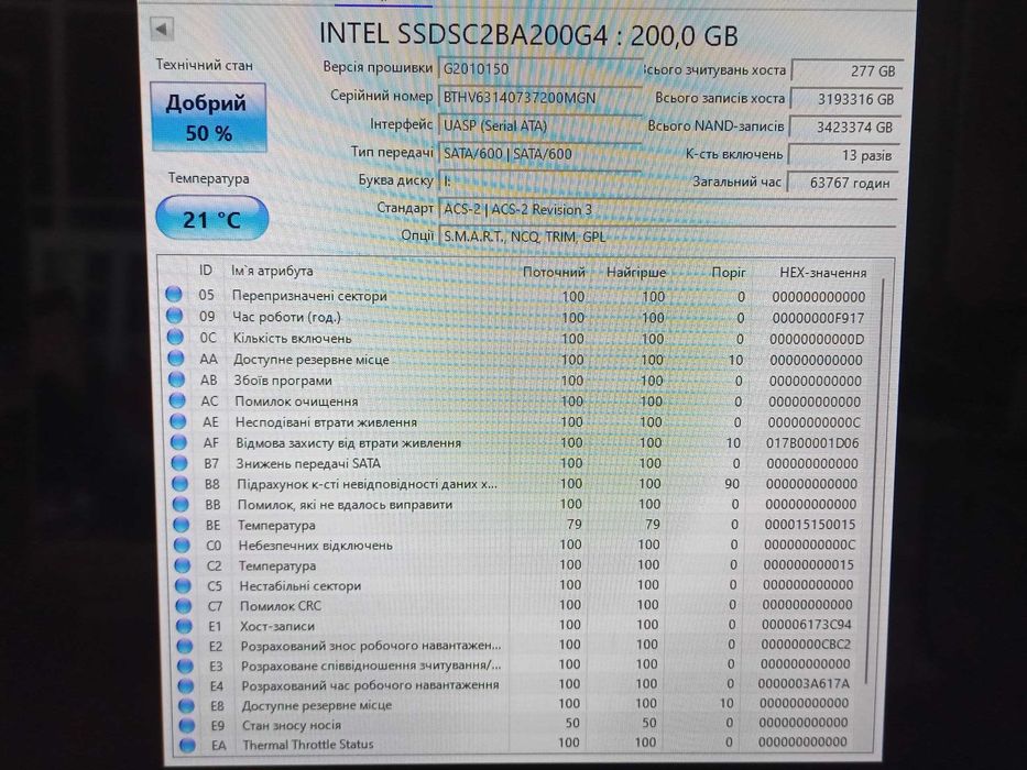 200Gb MLC SSD накопичувач Intel S3710 2.5" SATA