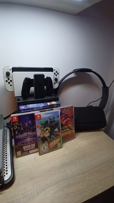 Nintendo Switch OLED White + Gry | Stan IDEALNY | Jak NOWA!