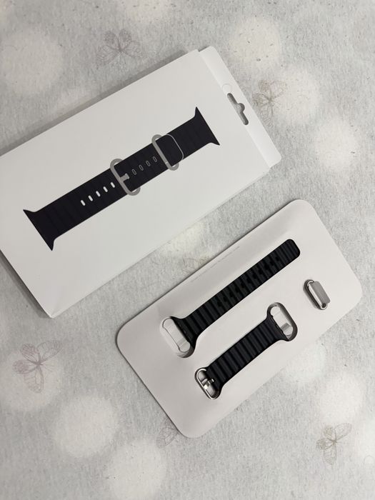 Pasek Ocean Band Czarny Black Natural Titanium Apple Watch