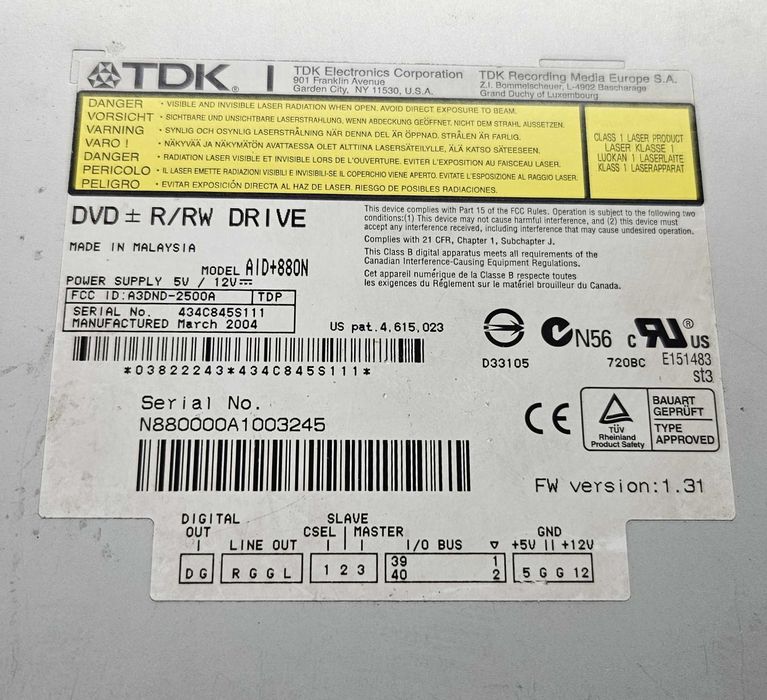 Nagrywarka DVD TDK AID+880N IDE/ATA czarna Retro PC