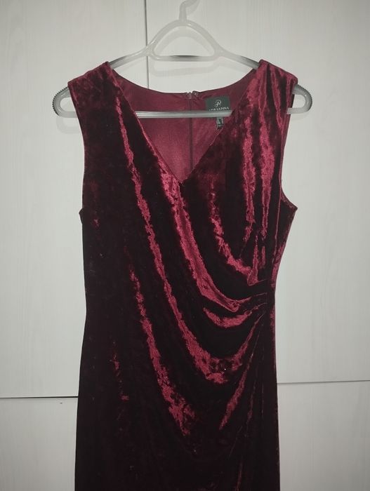 Sukienka welurowa bordowa L