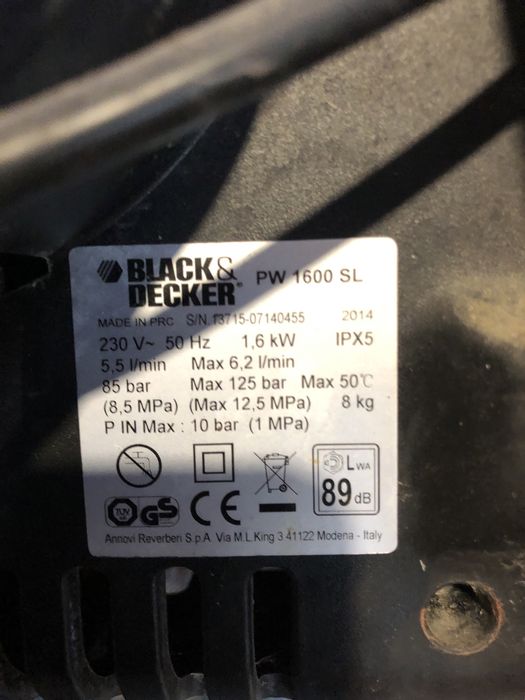 Мийка високого тиску black decker pw1600sl