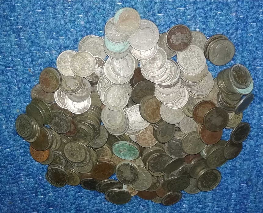 Lote moedas antigas alpaca (1,5kg)