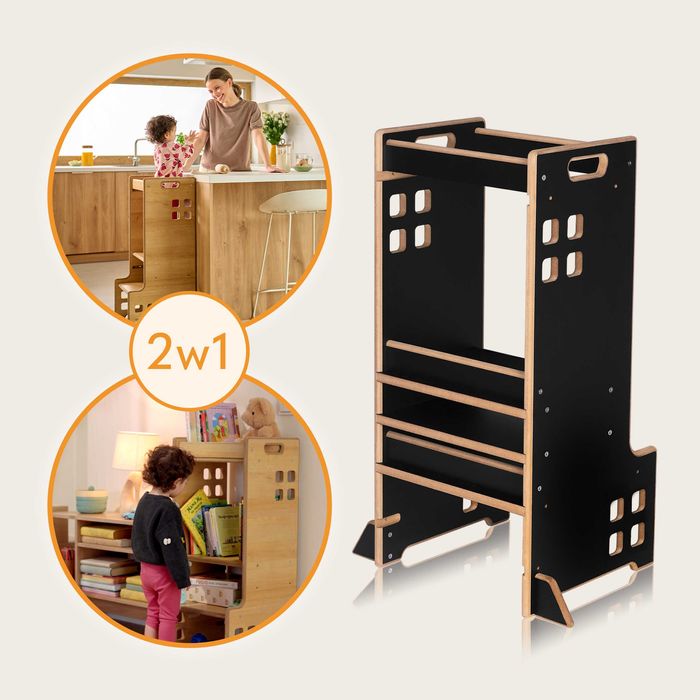 KITCHEN Helper Pomocnik Kuchenny Montessori+ Biblioteczka 2w1 LIONELO