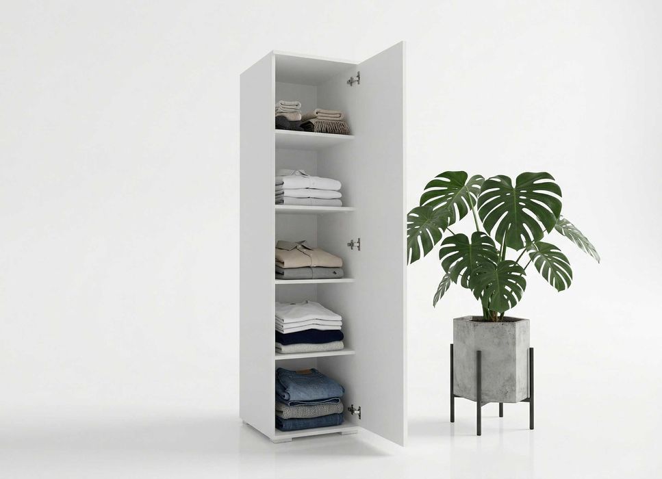 CZYSZCZENIE MAGAZYNU  Regał 1-Drzwiowy Z Półkami Biały VK19P 50X191 CM