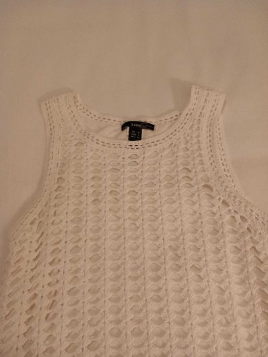 Vestido branco crochet forrado tamanho L - Mango