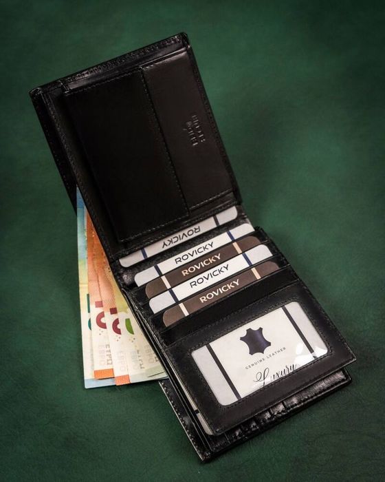 duży, skórzany portfel męski bez zapięcia - rovicky
