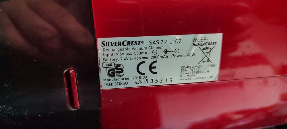 Aspirador portátil SilverCrest SAS 7.4 Li C2