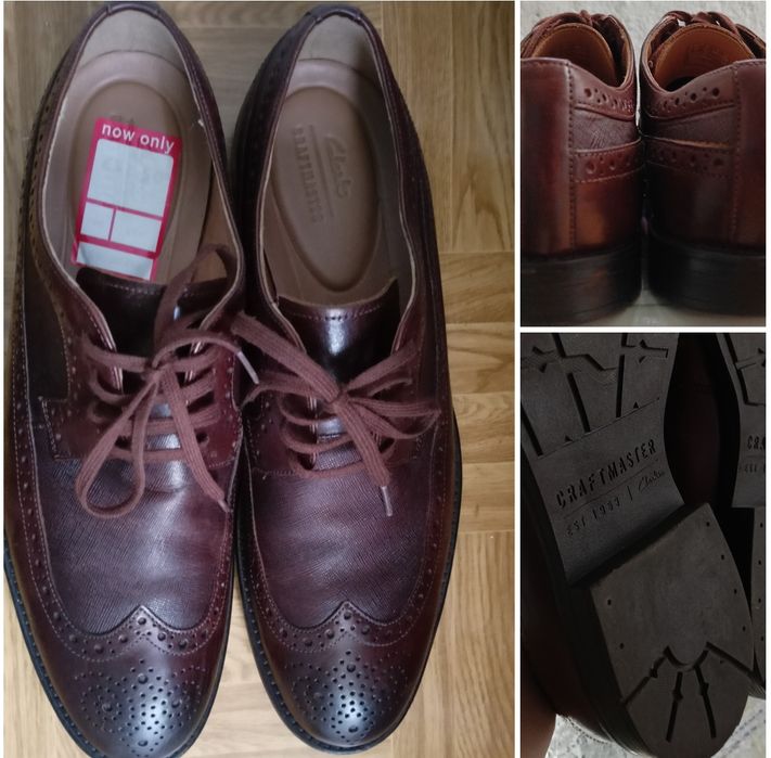 Класичні фірмові  туфлі Clarks - "броги". Натуральна шкіра 44 розмір