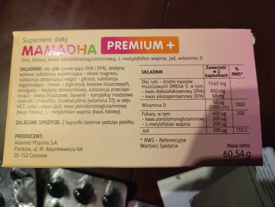 Mamadha premium plus napoczęte 50 tabletek