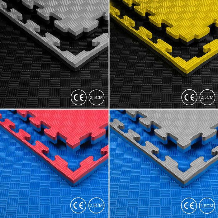 Mata 100 x 100 x 2,5cm Czarna Szara Niebieska Czerwona Puzzel pod Sprzęt z Certyfikatem na Siłownie Metrowe Piankowa Gruba Sala Zabaw Dla Dziecie