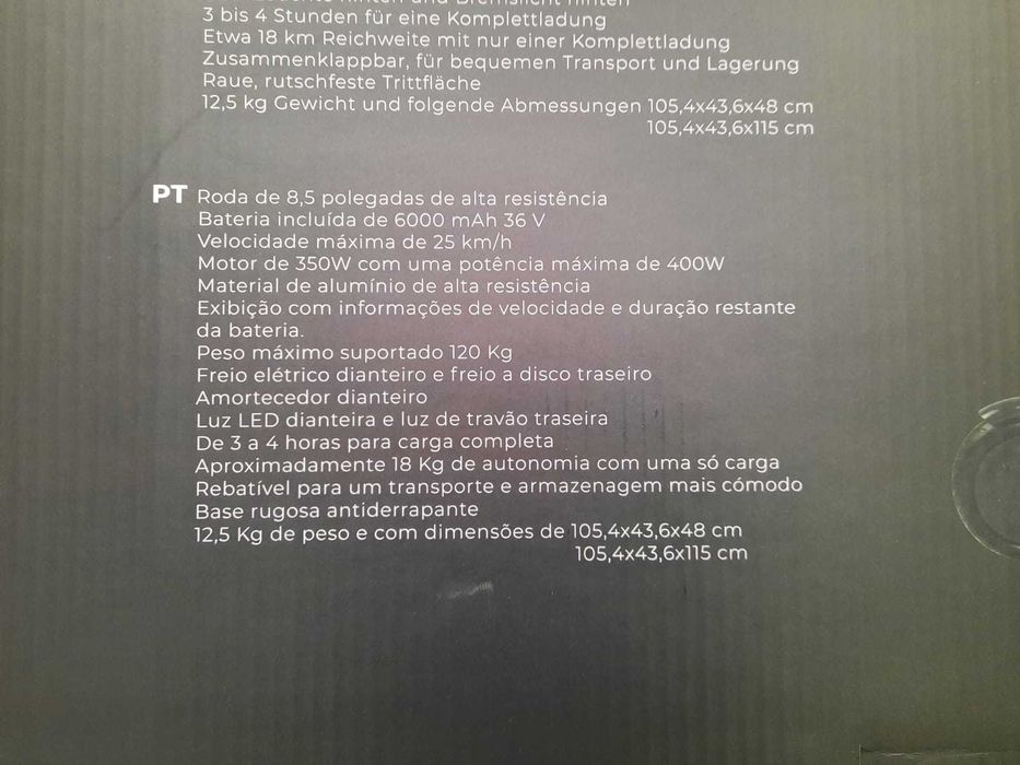 Trotinete elétrica Prixton Eco City SCO850 (nova em caixa selada)