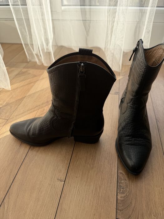 Buty kowbojki damskie skorzane