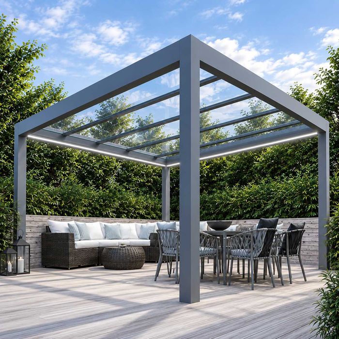 Pergola z dachem szklanym