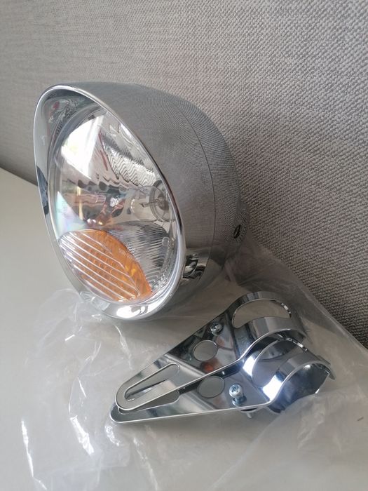 Lampa Duża Chrom Chopper Cruiser Duża Daszek Homologacja Mocowania