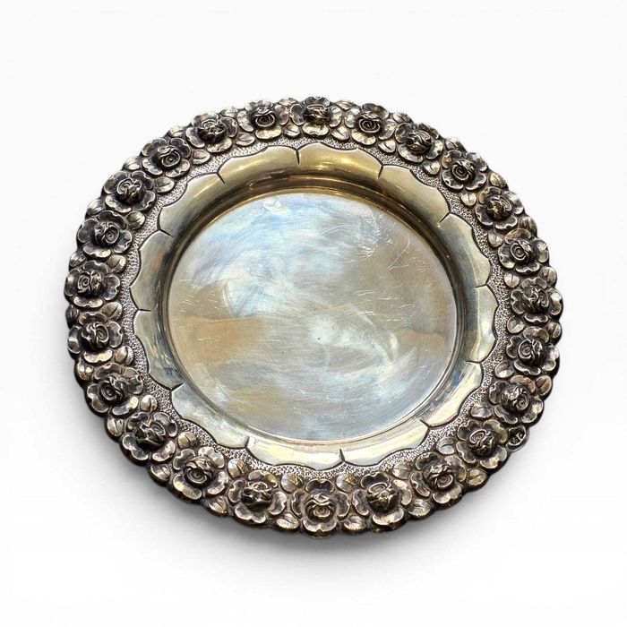 Salva Prata 925 com Relevo Floral