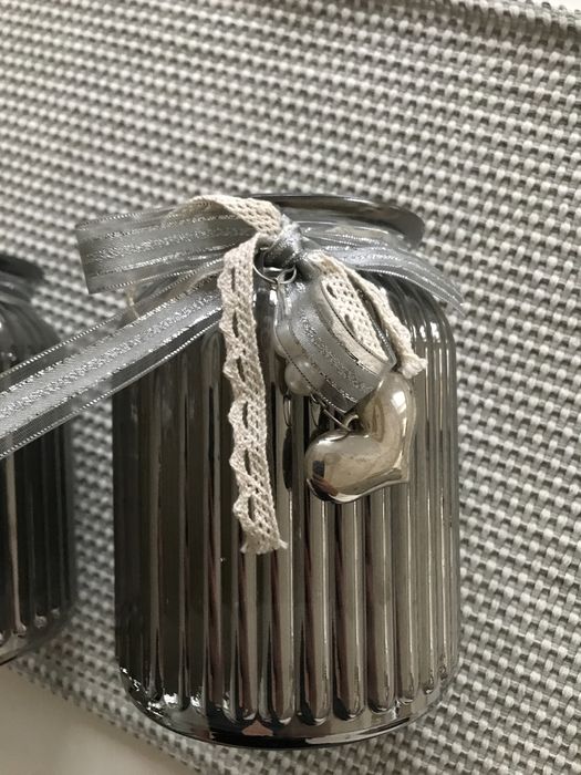Dekoracja domu słoiki dekoracyjne szkalne srebrne 15 cm