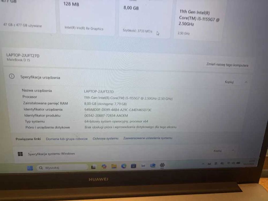 (3397/25/k) Huawei MateBook D15