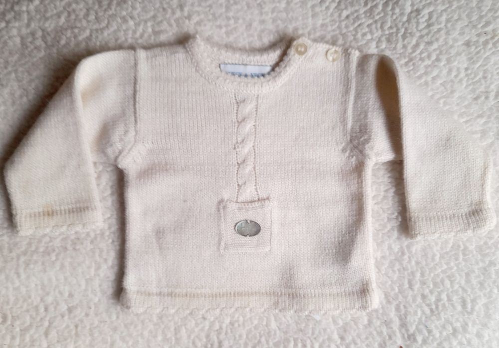 Camisola Neck & Neck, em lã e alpaca. Tamanho 0 a 3 meses