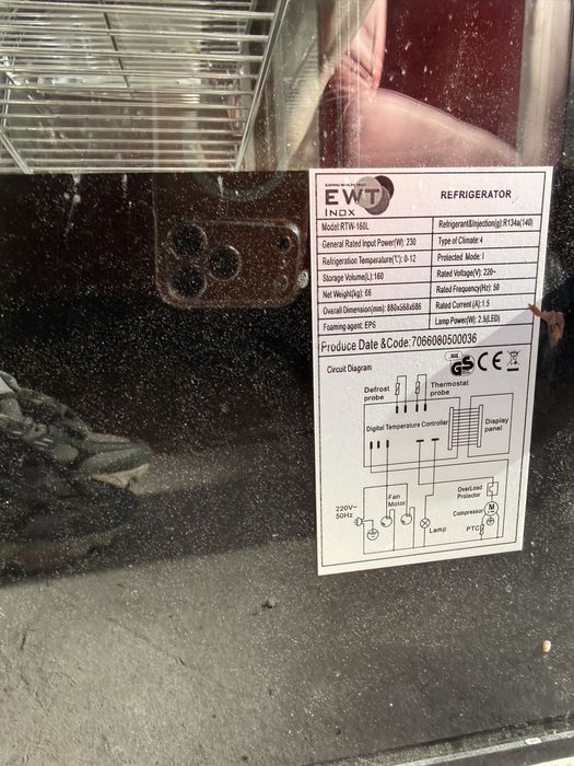 Холодильная кондитерская витрина EWT INOX RTW-160L 160 л