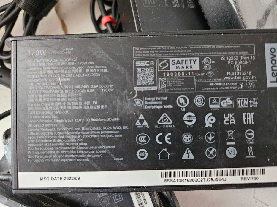 Lenovo 20v 8.5A 170 w USB pin Square  Оригінальний блок живлення