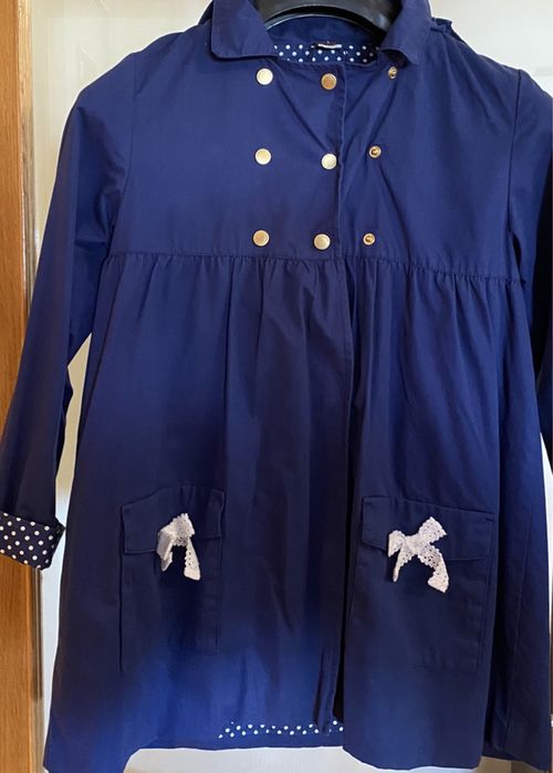 Gabardine Lanidor Azul com Forro bolinhas brancas