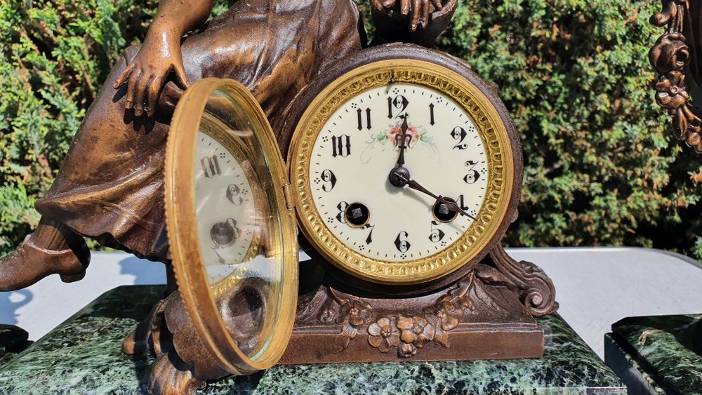 Zegar kominkowy antyk XIXwiek sygnowany prezent na święta
