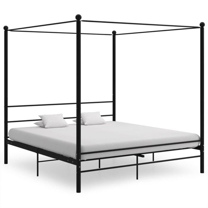 Łóżko metalowe czarne z baldachimem 160x200