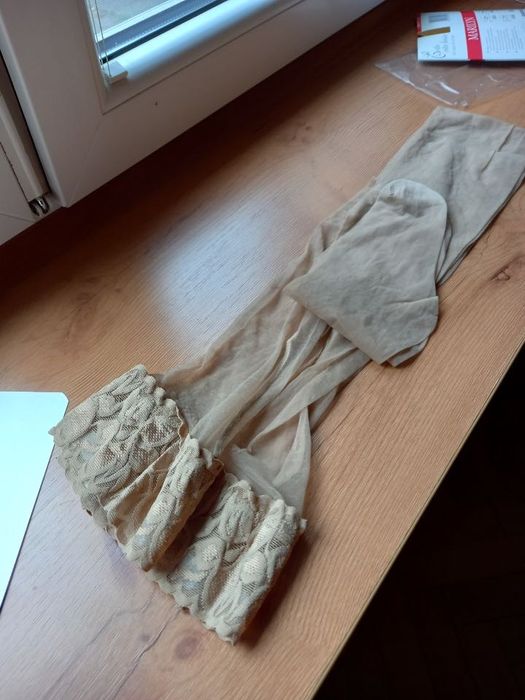 Rajstopy biodrówki, z koronką, cieliste, r. 3(M), 30DEN, Marilyn