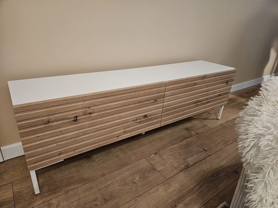 Szafka rtv, kolory dąb wotan i biel, szerokość 140 cm