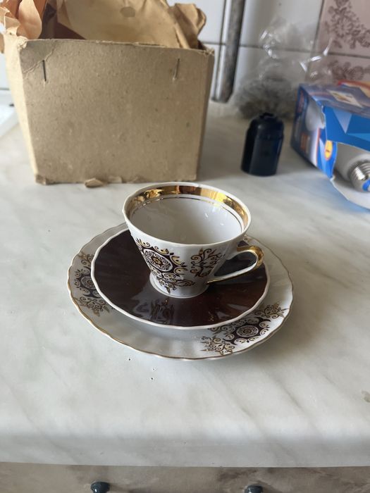 Фарфоровая кофейная чашка трио