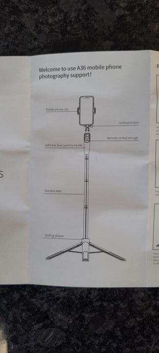 Tripod Statyw do telefonu z pilotem 2w1 Selfie Stick