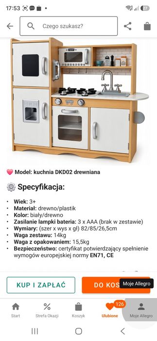 Kuchnia drewniana dla dzieci ODBIÓR OSOBISTY