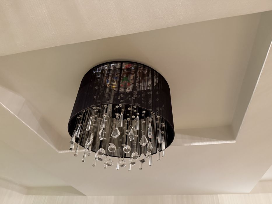 Lampa sufitowa czarna z kryształami, kryształkami śr. 48cm